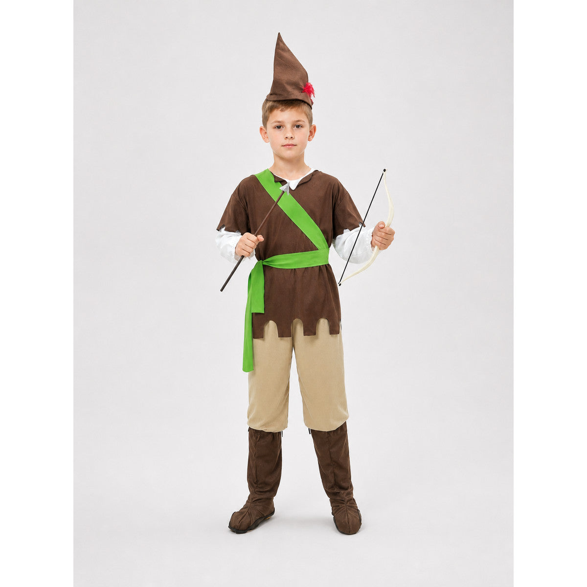 Hunter costume with bow and hat