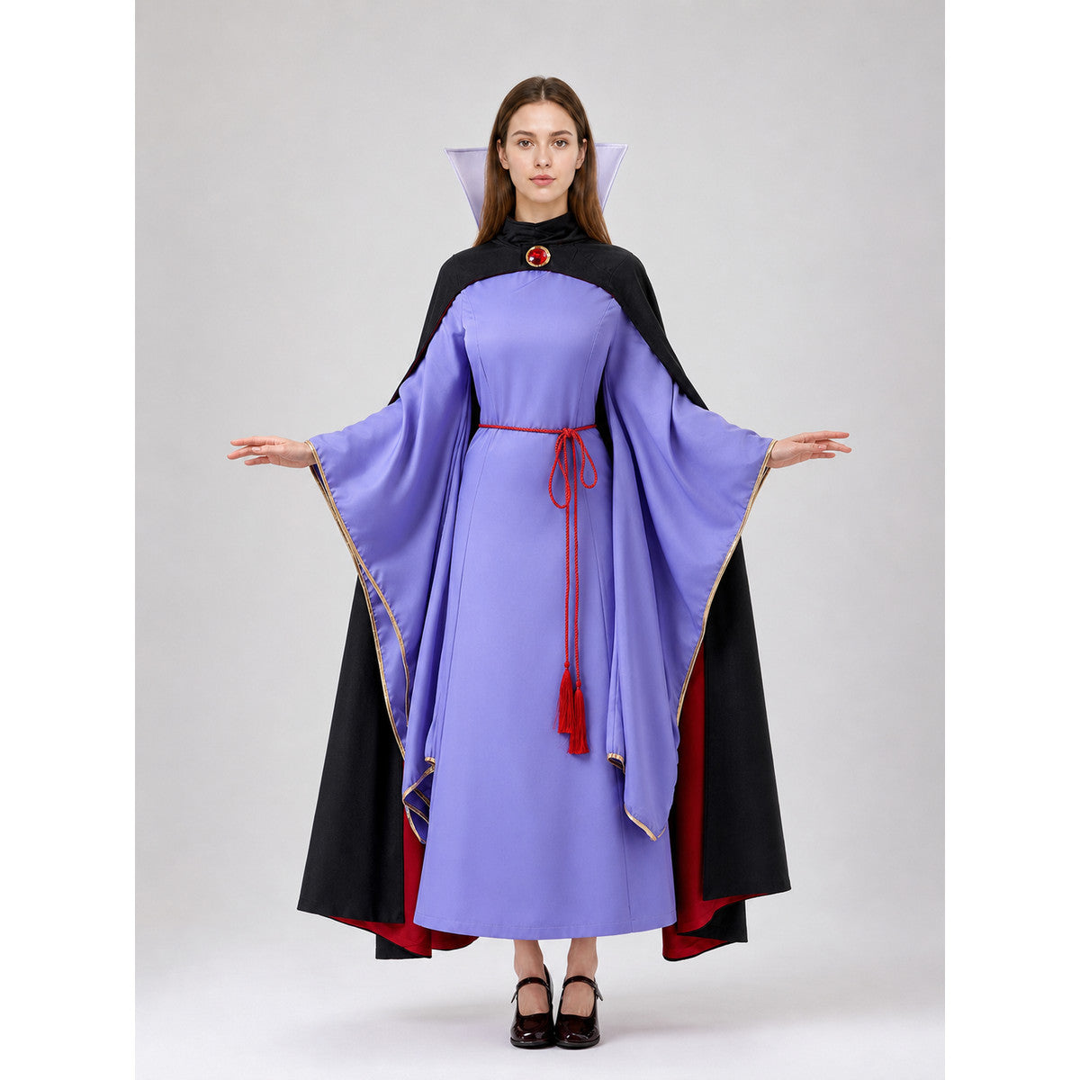 Queen Costume: Dress, Cloak, Crown front view