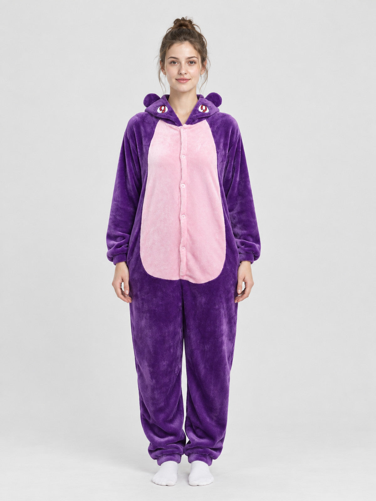 Purple Pajama Jumpsuit with Pink Insert and Ears