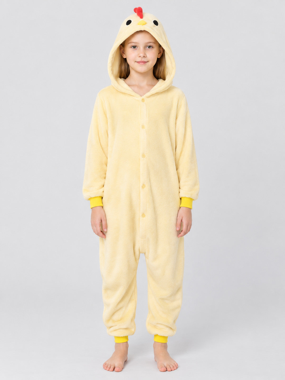 Hooded Pajama Jumpsuit with Chick Face