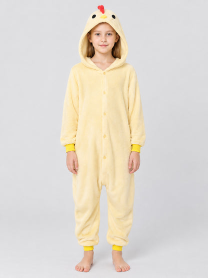 Hooded Pajama Jumpsuit with Chick Face