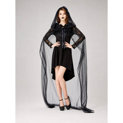 Gothic Costume with Hood and Black Cape