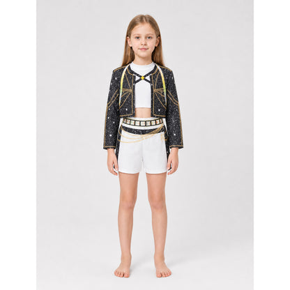 Children's Black and Gold Demon Hunters Costume on-model view