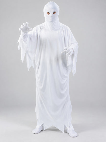 White Ghost Costume with Hood and Eye Cutouts