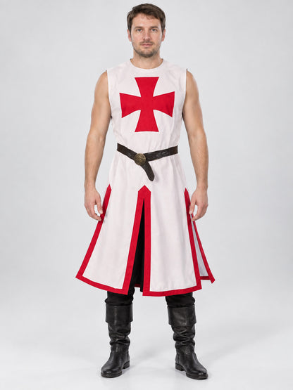 Crusader Costume: Red Sleeveless Tunic with Belt
