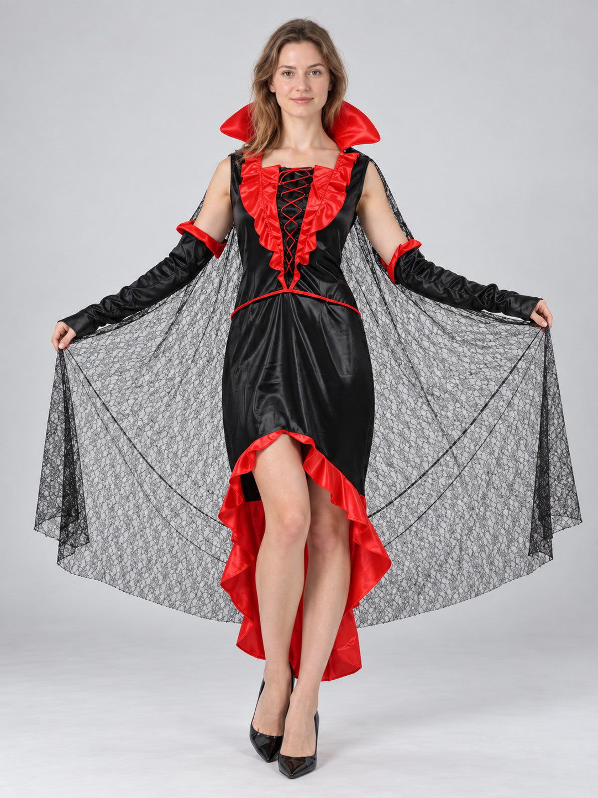 Vampire Queen Carnival Costume with Lace Cape