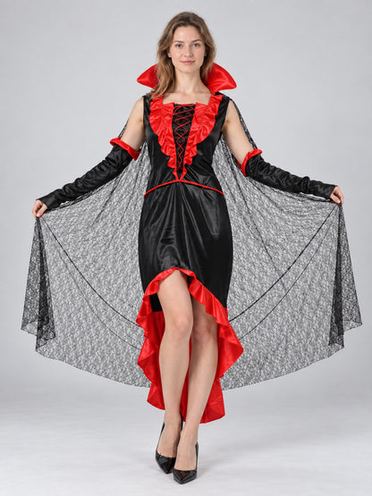 Vampire Queen Carnival Costume with Lace Cape