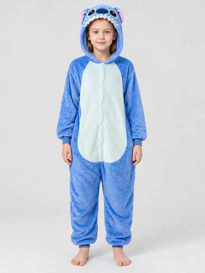 Blue Kigurumi Pajama with Hood and Ears