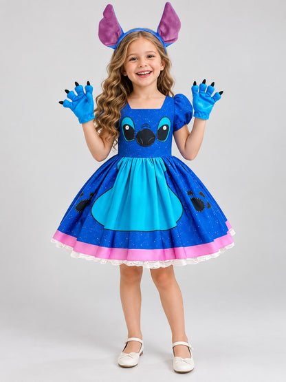 Kids' Carnival Dress with a Fluffy Skirt and Print