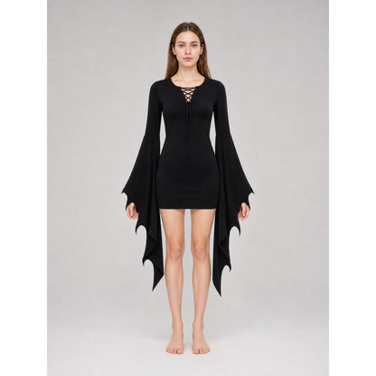 Gothic Dress with Sleeves and Lacing for Cosplay