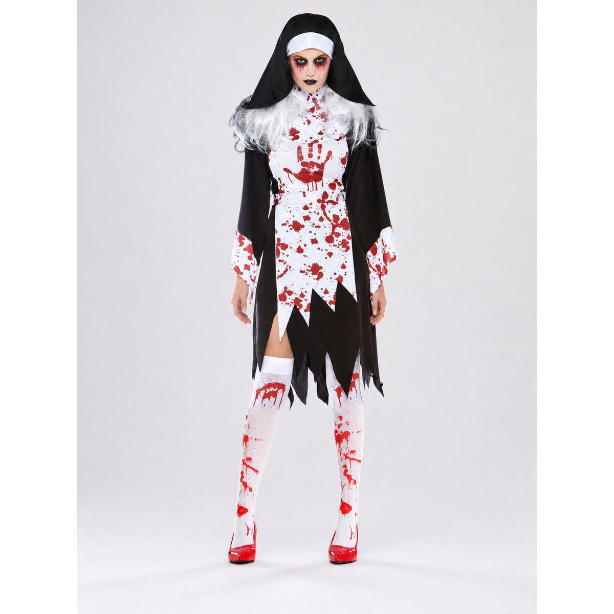 Cosplay Costume with Bloodstains, White and Black