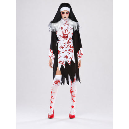 Cosplay Costume with Bloodstains, White and Black
