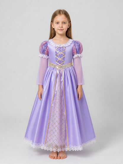 Purple Princess Dress for Cosplay, Sequins, Lace on-model view