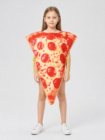 Triangular Pizza Cosplay Costume with Ties on-model view