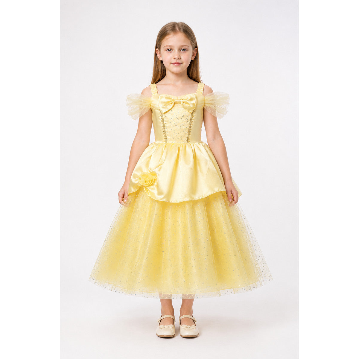 Yellow Princess Costume Dress with Sequins and Roses main product view