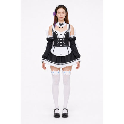 Ram Cosplay Costume with Accessories, Black and White