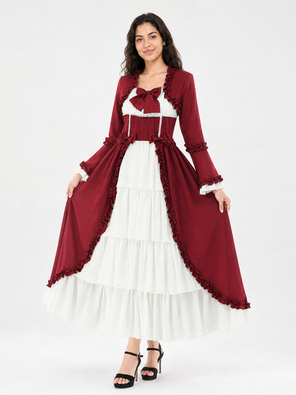 Women's dirndl dress with ruffles and bows main product view