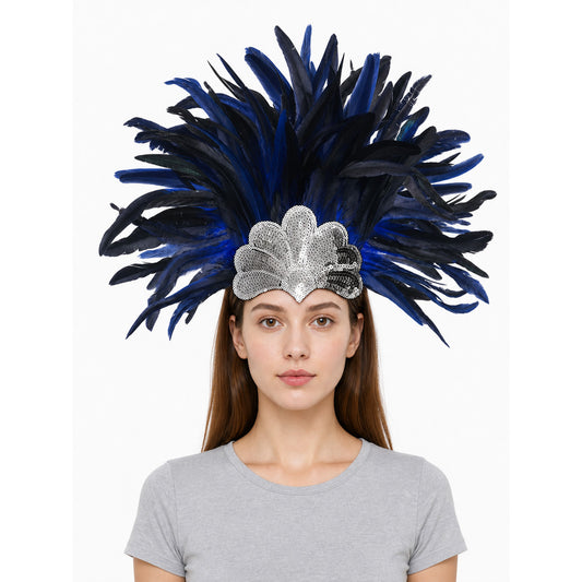 Carnival Headpiece with Blue Feathers