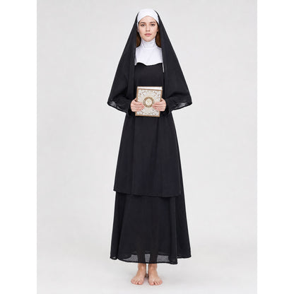This nun costume is designed for an expressive themed look and is suitable for on-model view