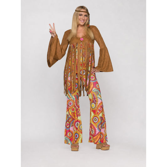 70s Hippie Costume with Fringe and Headband