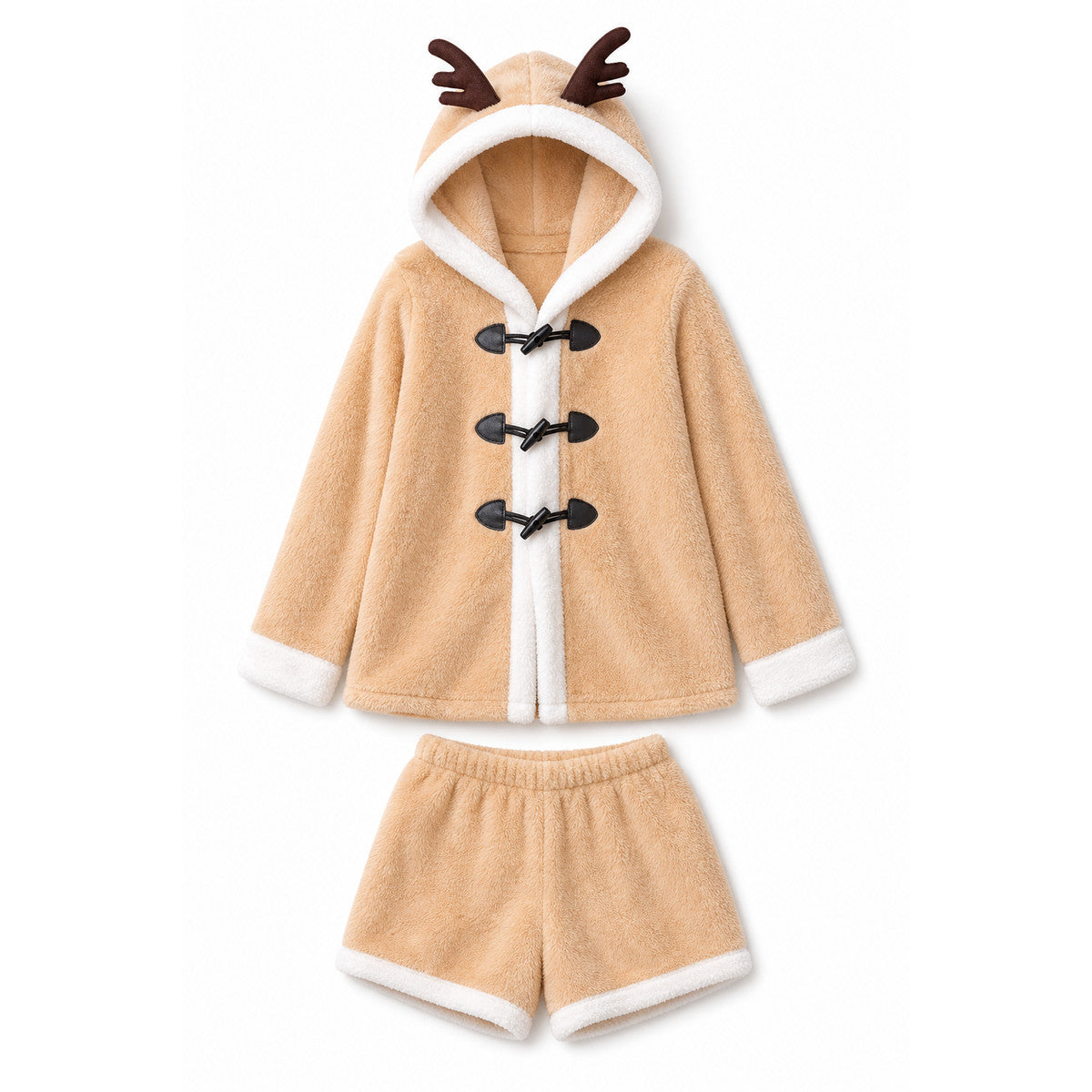Plush Halloween costume with ears and hood