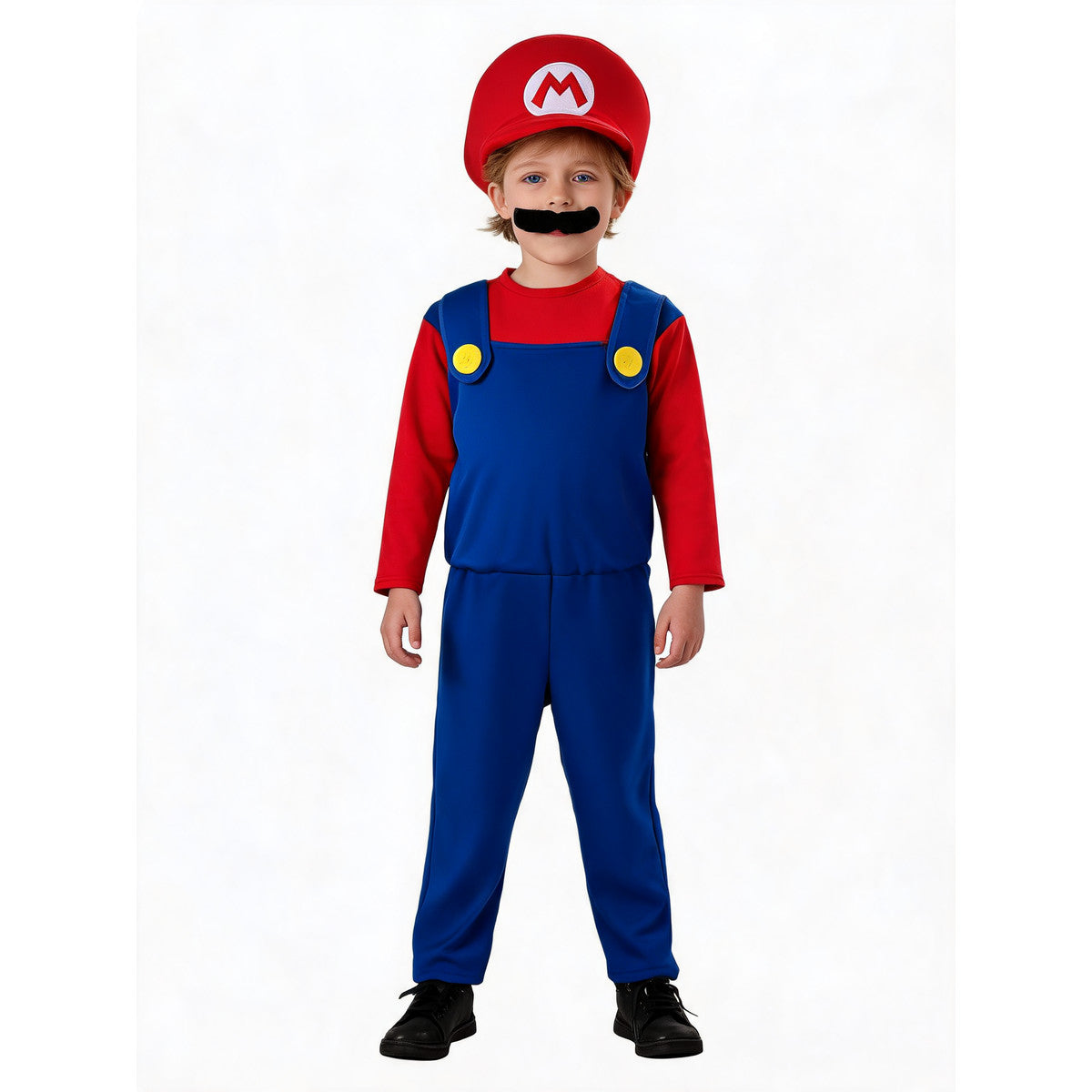 Red kids' carnival costume in a video game style on-model view