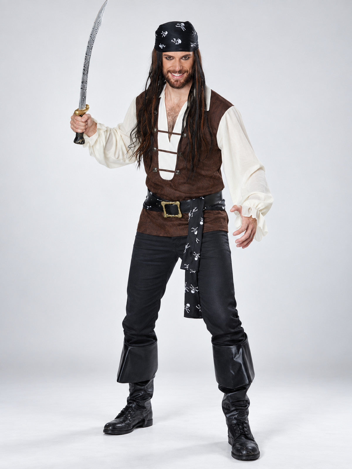 Pirate Costume for Adults, Carnival Costume with Belt and Vest