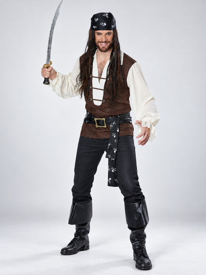 Pirate Costume for Adults, Carnival Costume with Belt and Vest