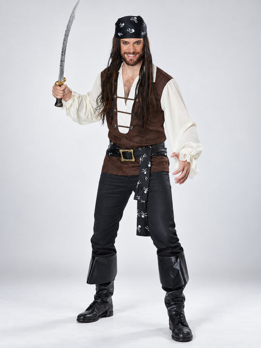 Pirate Costume for Adults, Carnival Costume with Belt and Vest