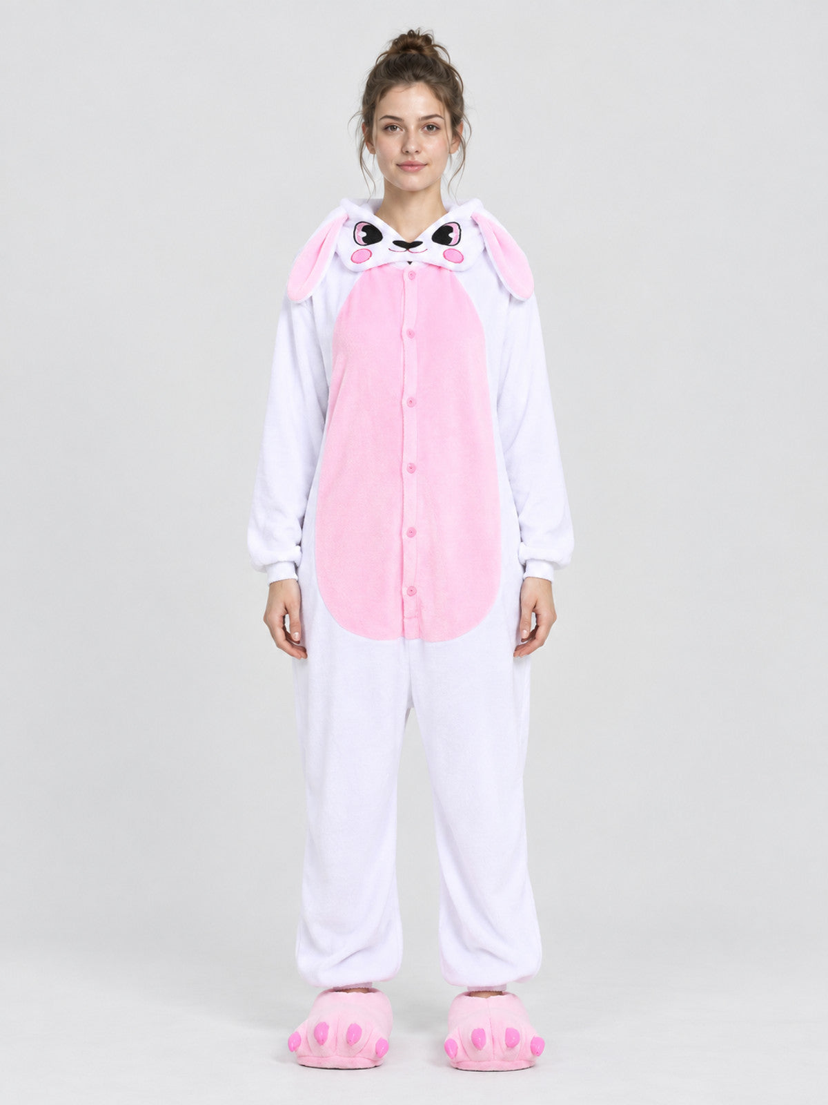 Bunny Kigurumi Pajama White and Pink with Long Ears