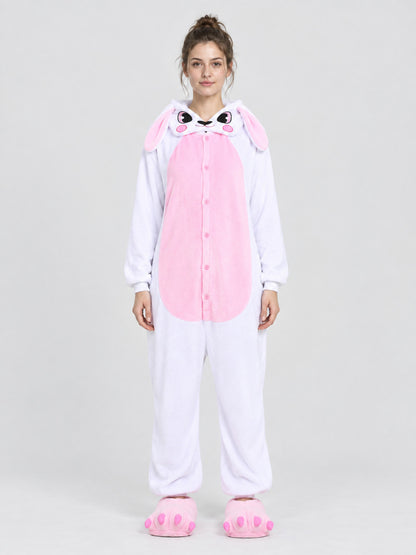 Bunny Kigurumi Pajama White and Pink with Long Ears
