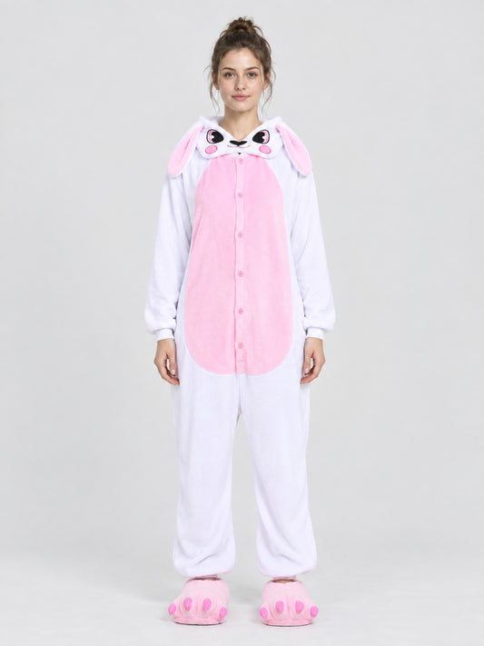 Bunny Kigurumi Pajama White and Pink with Long Ears