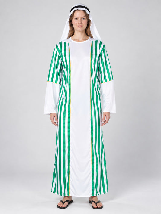 Arab carnival costume, white, with green stripes