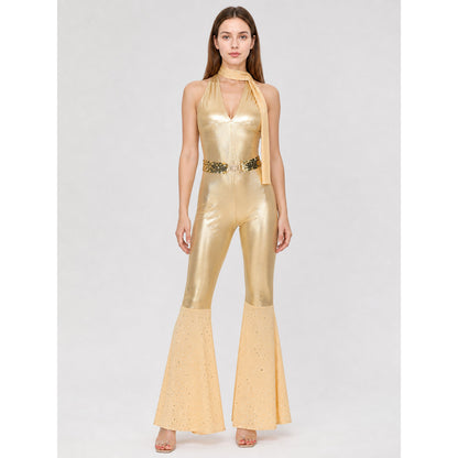 Gold-Toned Sequin Jumpsuit for Cosplay
