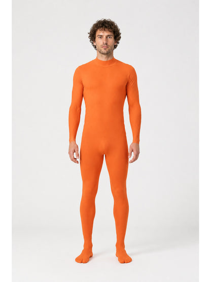 Orange Slim-Fit Zentai Jumpsuit with High Collar main product view