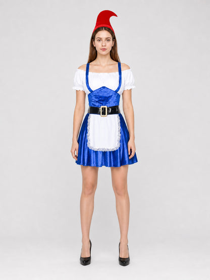 Bavarian-Style Cosplay Costume: Dress, Hat, and Belt