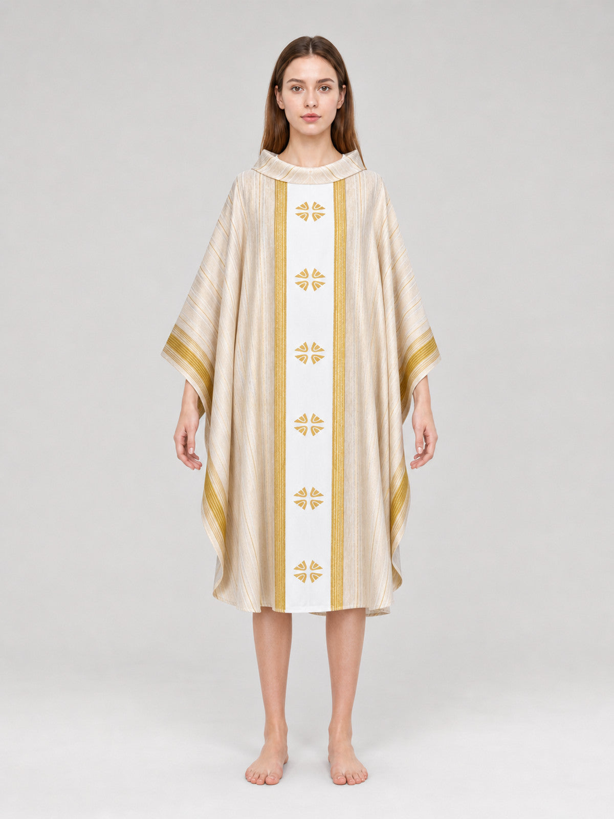 Liturgical Vestment with Collar and Gold Ornamentation front view