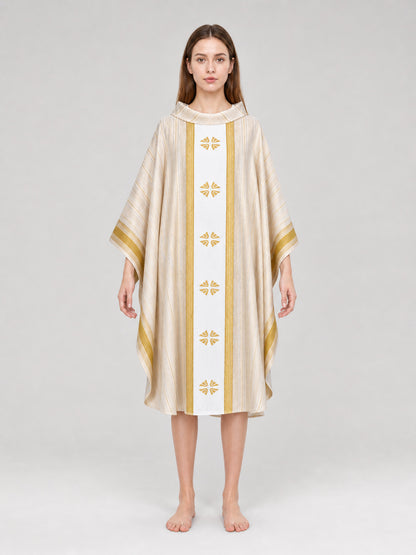Liturgical Vestment with Collar and Gold Ornamentation front view