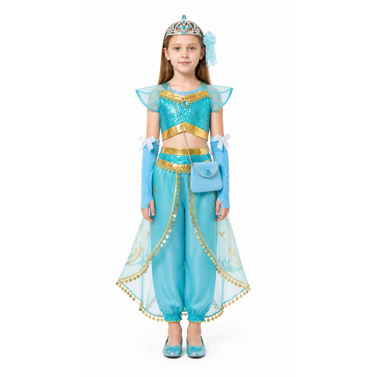 Light Blue Children's Arabian-Style Costume with Accessories main product view