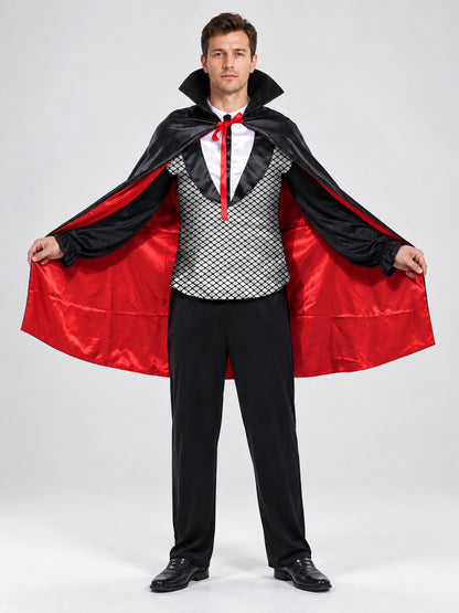 Vampire Costume with Cape and Fangs on-model view