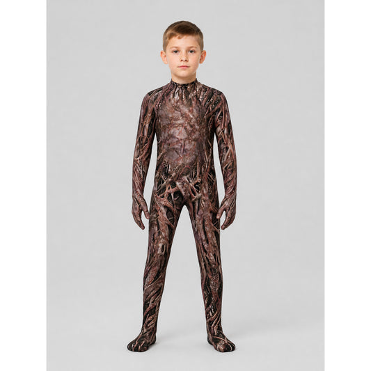Halloween zombie costume with mask and claws on-model view