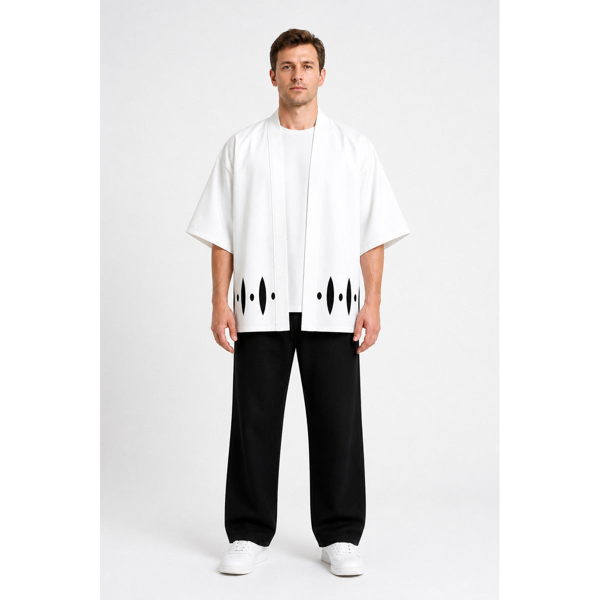 White Cosplay Costume with Black Pattern, Short Sleeves main product view