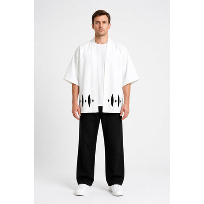 White Cosplay Costume with Black Pattern, Short Sleeves main product view