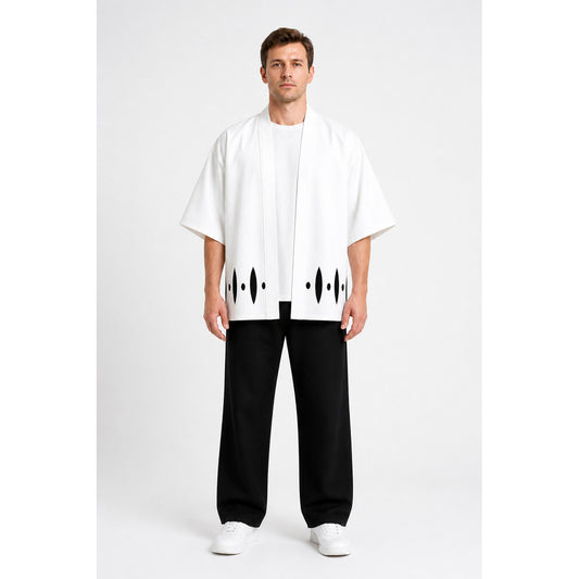 White Cosplay Costume with Black Pattern, Short Sleeves main product view