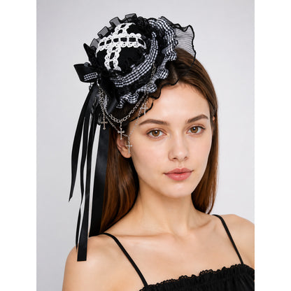 Gothic Carnival Top Hat with Bow and Ruffles for Cosplay main product view