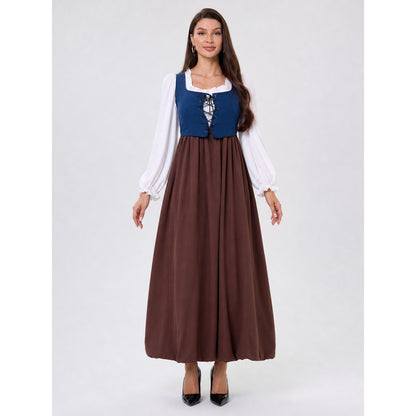 Retro Renaissance-Style Dress with Corset Lacing