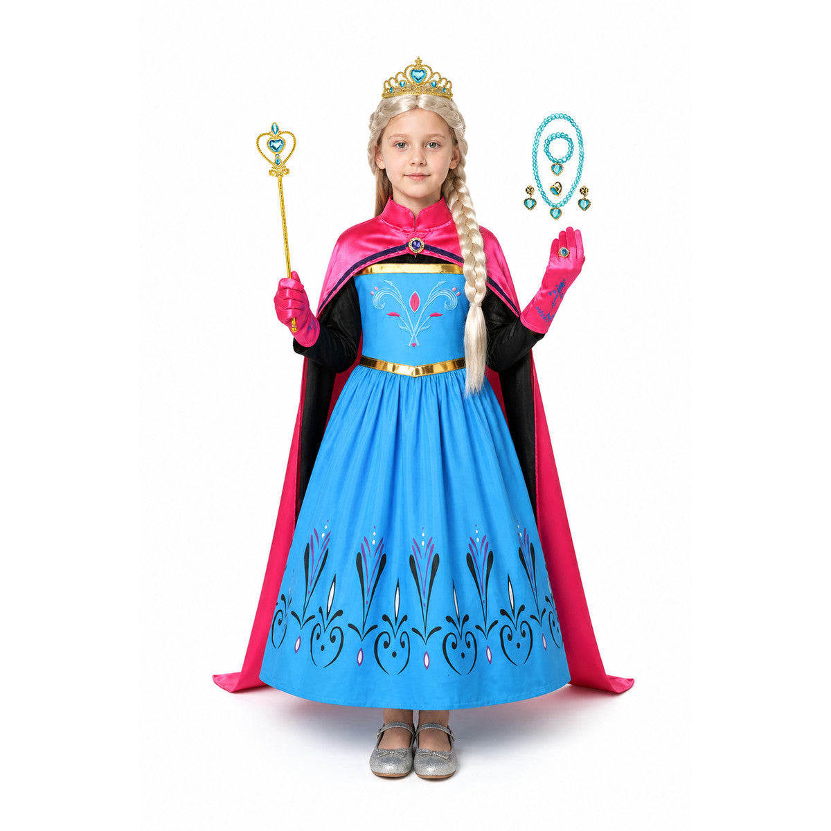 Princess Costume with Cape and Crown for Halloween main product view