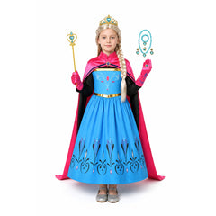 Princess Costume with Cape and Crown for Halloween