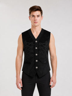 Decorative Embroidered Vest, Black, Vintage