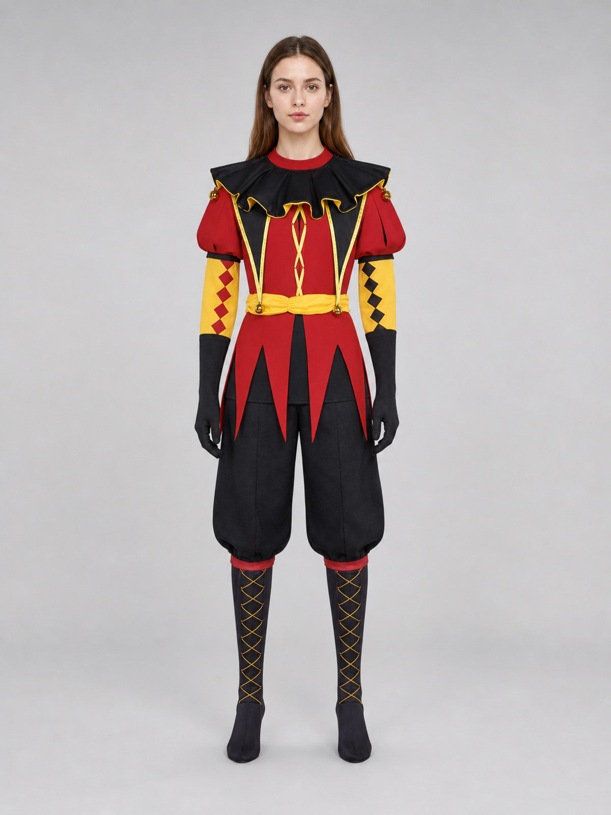 Jester Costume with Mask and Hat front view